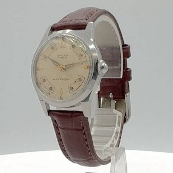 Vintage 30mm Baylor Men's Mechanical Wristwatch 1187 France Steel Unique Dial - Picture 1 of 5